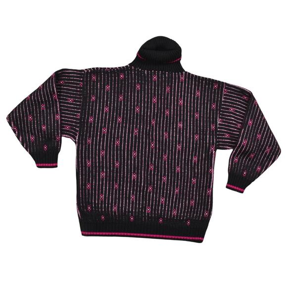 Vintage Bears Crossing Black Pink Sweater M Cotton Pullover USA Vintage Knit - Picture 2 of 6